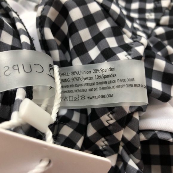 🆕 Cupshe gingham plaid ruffled sexy black white ruffle womens bikini xs - Picture 8 of 11